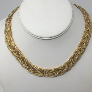 Vintage Gold Braided Chain Collar Necklace
